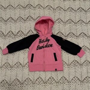 Harley-Davidson Kids Hoodie in Pink and Black Size 3T Full Zip Up Sparkles